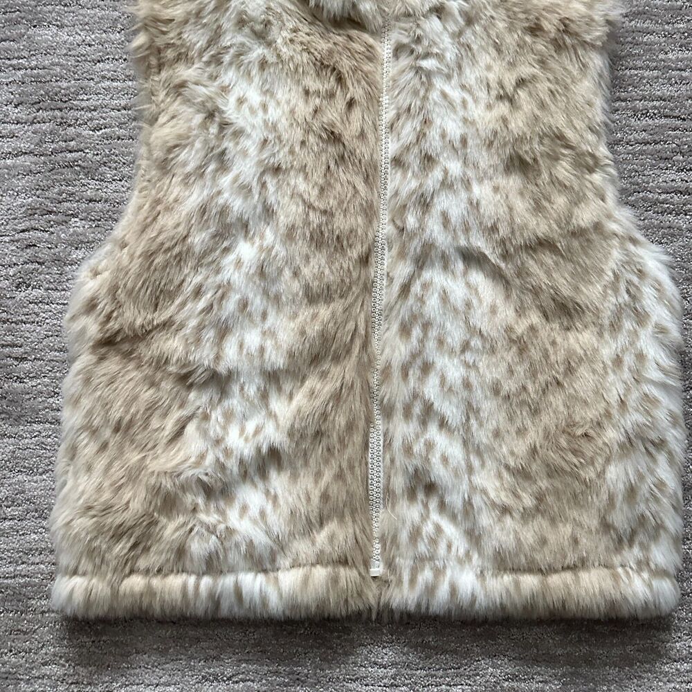 Black Mountain Outdoor Vest Womens Large Brown Faux Fur Animal Print Rhinestone - Picture 3 of 9
